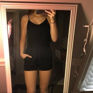 Black Romper with pockets and adjustable straps